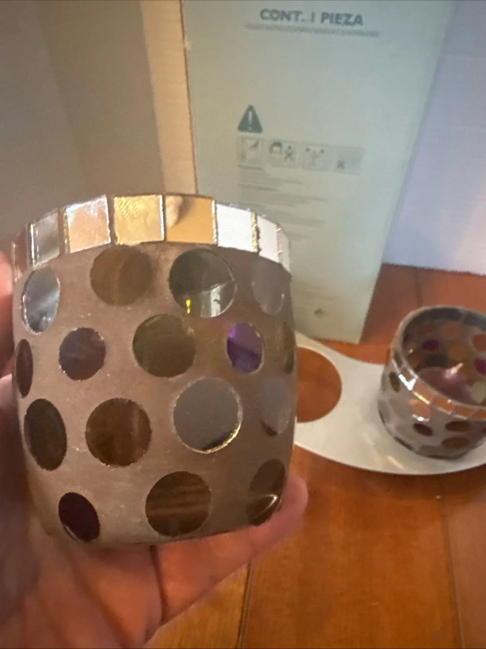 VTG retired PartyLite Miranova mosaic centerpiece Candle Holder model P90794